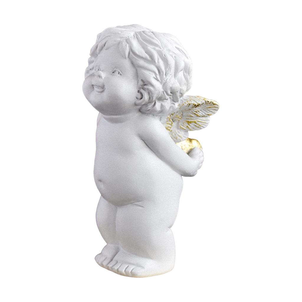 Resin Imitation Gypsum Heart-shaped Little Angel Desktop Ornament, Style Character Home Decoration Sculpture