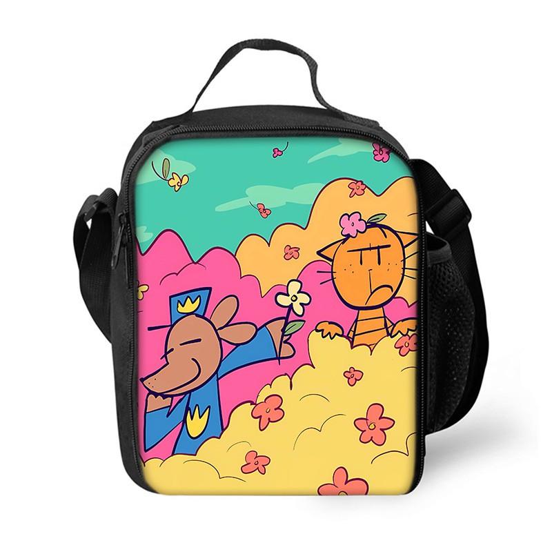 Dog Man Themed Lunch Bag Kids - PVC Insulated Crossbody Shoulder Street Style School Accessory