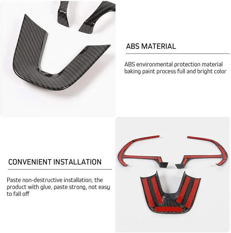 For Dodge Challenger Charger 2015-2025 Carbon Fiber Style ABS Interior Steering Wheel Trim Cover Button Frame Sticker Decoration