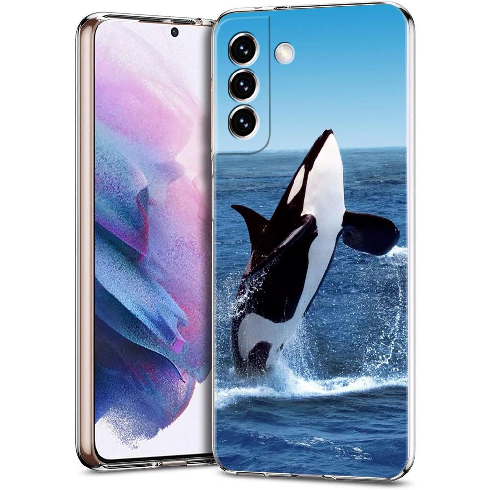 Phone Case For Samsung Galaxy S24 Ultra S23 FE S22 S20 S21 5G S10 S9 Plus S10E S8 Clear Orca ocean lovely killer whale Cover