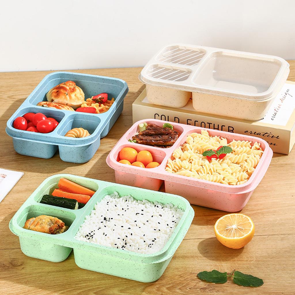 3 Grids Sealed Divided Bento Box Portable Plastic Lunch Box For Student Kid Camping Picnic Fruit Salad Food Container Microwave