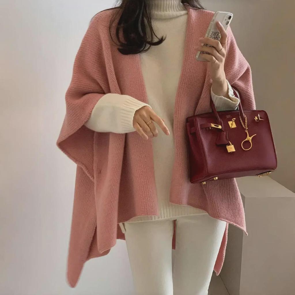 Chaleco de lana de punto de moda versátil de corte holgado en forma de H para mujer