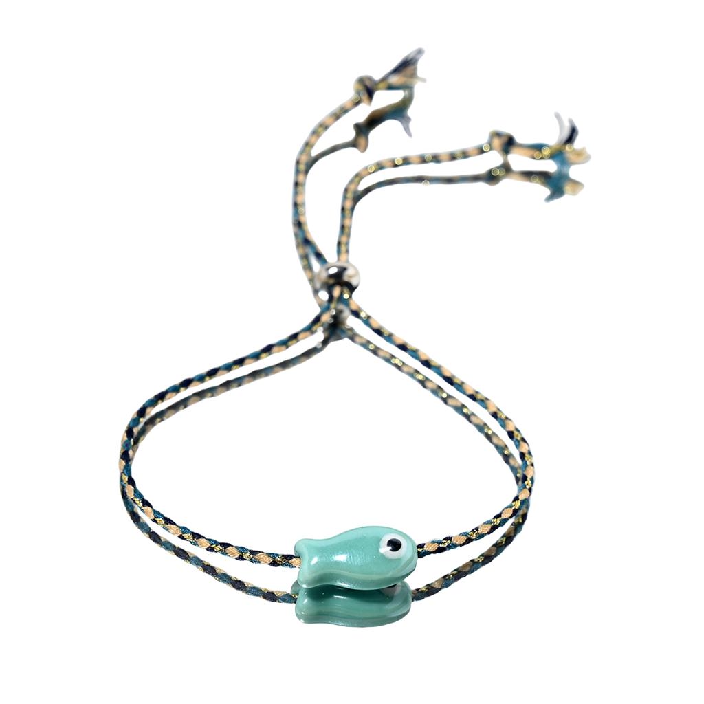 Stylish Bohemian Multicolor Ceramic Fish Bracelet Handmade Jewelry for Women Adjustable Wrist Anklet Accessory