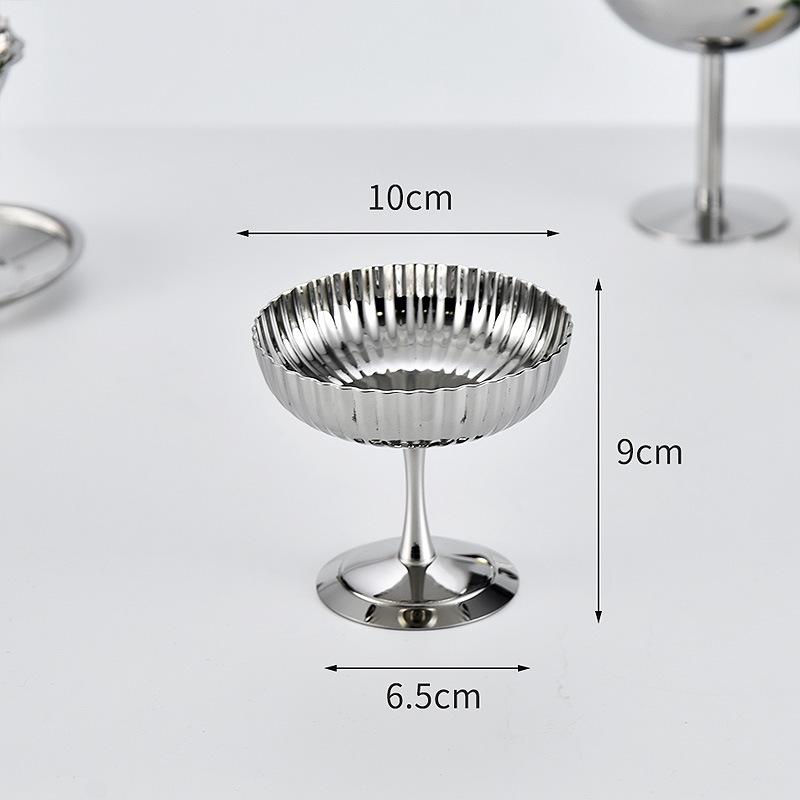 Retro nerezová dezertní miska - Styl Ins pohár na zmrzlinu a želé