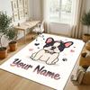 Dog Theme Crystal Velvet Rug Personalized Custom Name Text Soft Floor Mat Home Decor