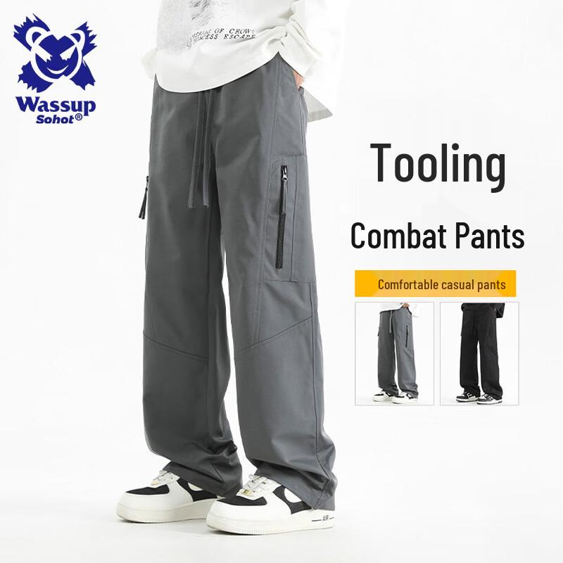 Wassup Sohot Men's American Style Zipper Pocket Cargo Pants