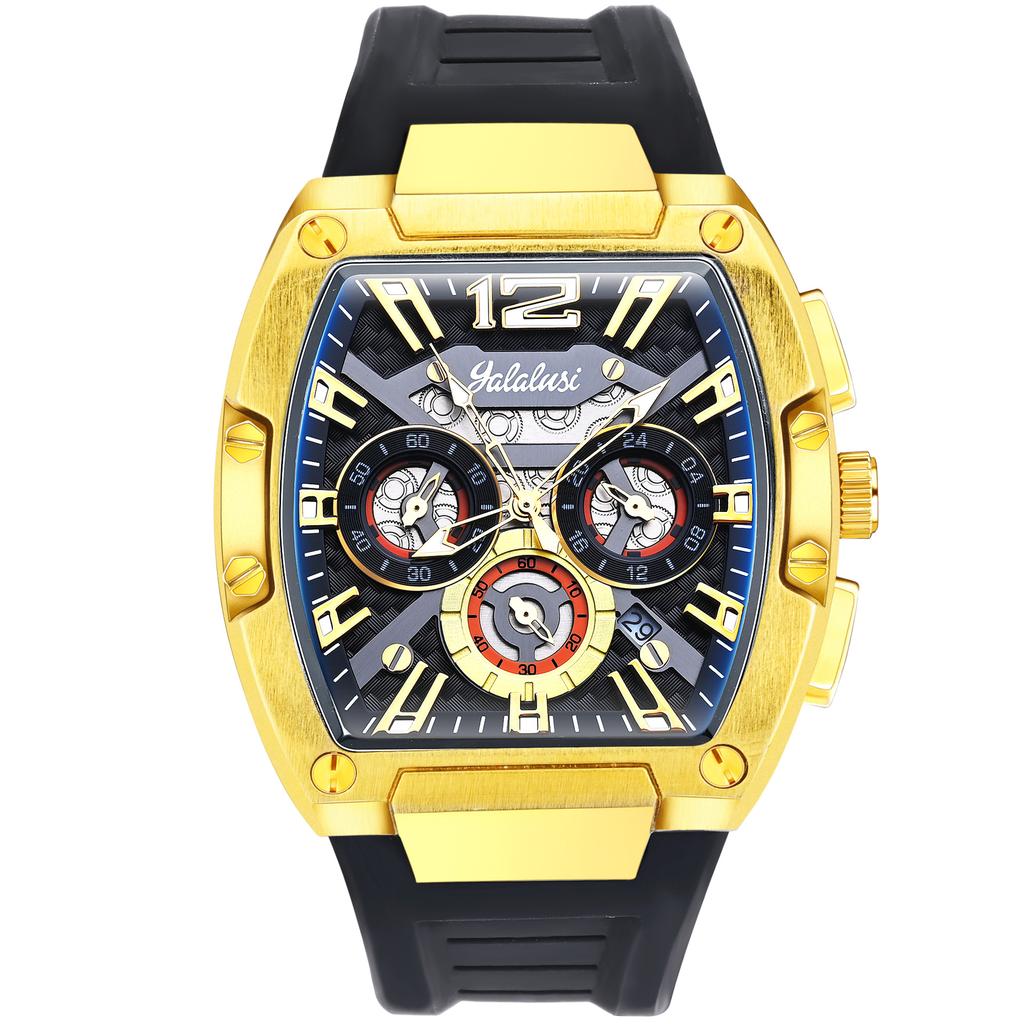 Wine Barrel Type Sports Men'S Watch Multi-Functional Waterproof Luminous Calendar Men'S Watch