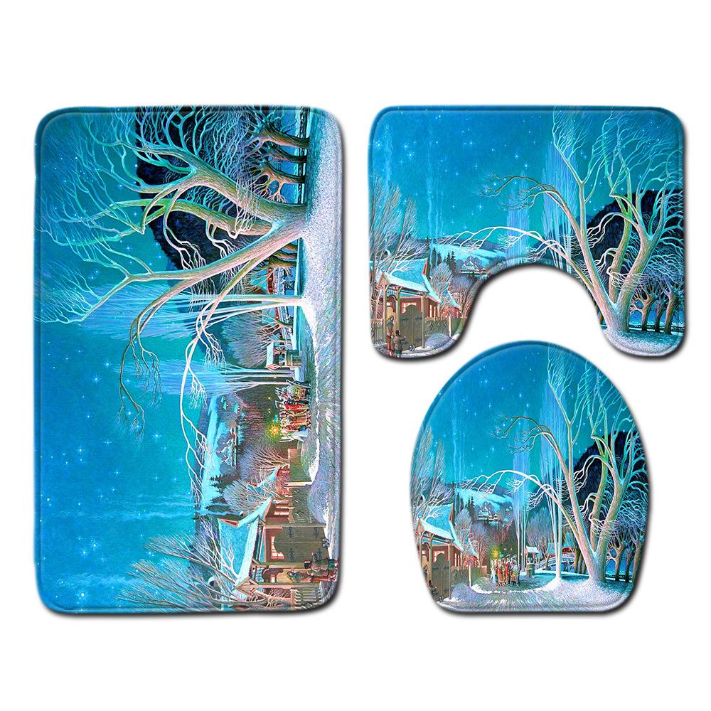 Weihnachts-Badezimmer-Bodenmatte Toilette Dreiteiliges Set