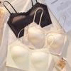 Seamless Satin Back Lingerie Women's Gathering French Style Bra Lace Suspender One-piece Fixed Cup Bra Thin Vest