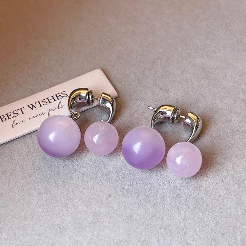 

Уникальные корейские серьги-подвески с шариками, элегантные серьги-шармы, серьги-кольца, модные украшения для женщин, девушек, подарки фиолетовый