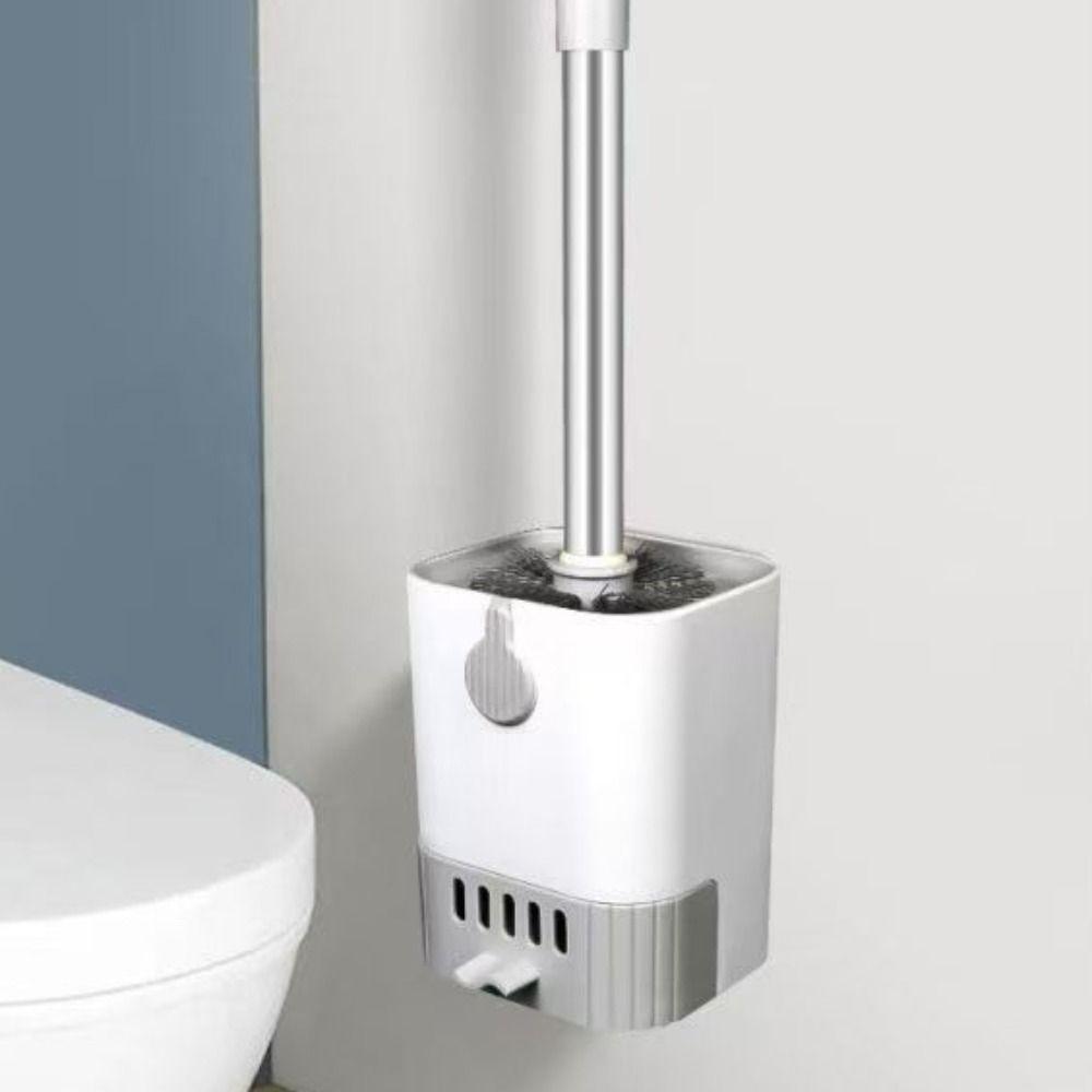 Durable Bristles Long Handle WC Brush Built-in draining tray Bathroom Cleaning Tool Shower Area