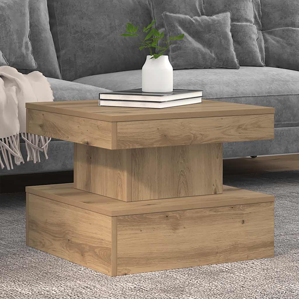 LED Coffee Table In Artisan Oak Finish 50 X 50 X 40 Cm