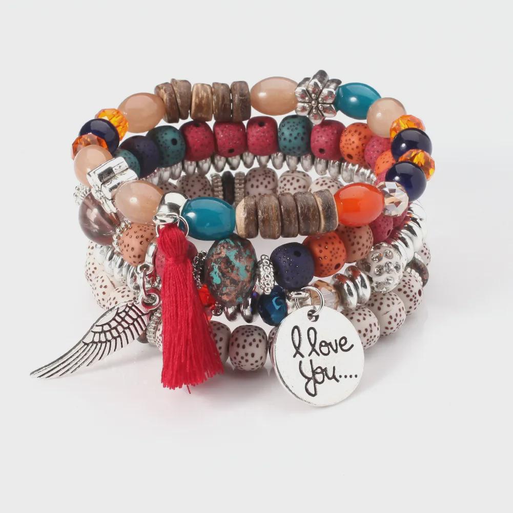 Bohemian Multi-Layer Bracelet with Hot-Selling Imitation Bodhi Beads
