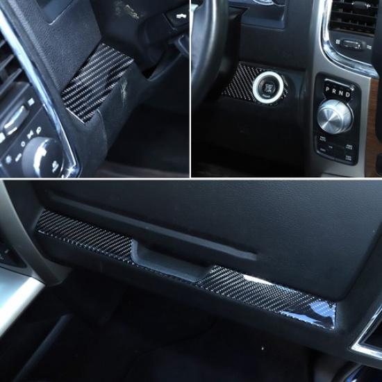 3 Stück Dekorleisten-Aufkleber für die Mittelkonsole für Dodge RAM 2010-2015 Kohlefaser