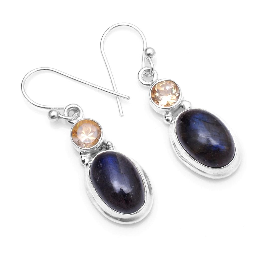 Přírodní fialové tyrkysové náušnice Pevné 925 sterlingové stříbro Ručně vyráběné náušnice Šperk Dárek pro ženy a dívky E-1317