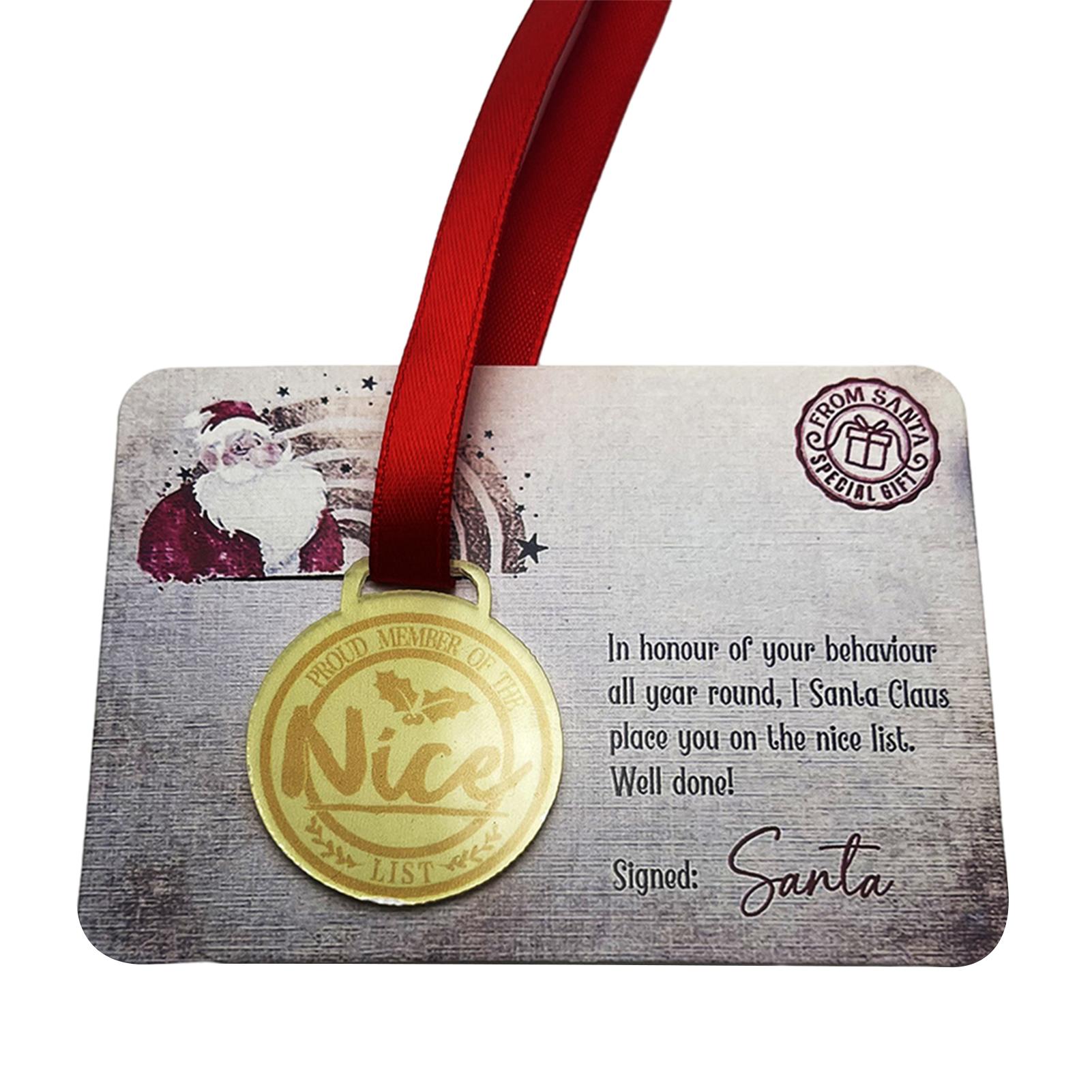 Personalized Xmas Eve Nice List Medal Greeting Card Multifunctional Portable Paper Card For Birthday Christmas Gift
