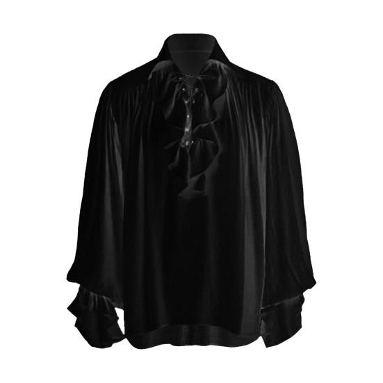 Camisa renascentista masculina, fantasia de manga longa com babados, camisa medieval de pirata steampunk para cosplay, palco, drama