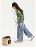 Tao Town Girls' Gradient Wide-Leg Jeans - Korean Style, Casual Sports Pants for Spring and Autumn