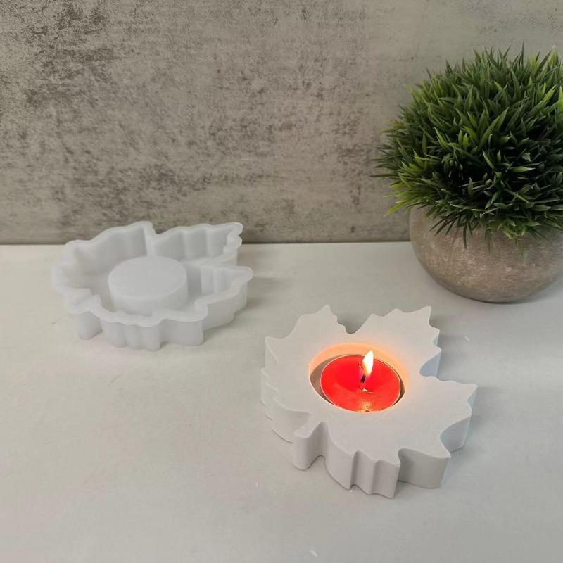 Maple Leaf Candle Holder Decoration Silicone Mold Maple Leaf Gypsum Decoration Mold Tea Lamp Candle Holder Drip Glue Leaf Mold