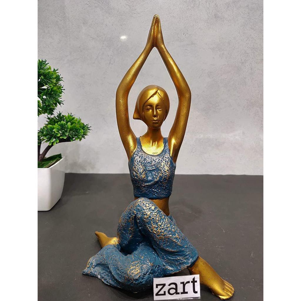 Resin Lady Yoga Poses Showpiece for Home Decor Showpiece, Lady Yoga Posture for Home Shelves Decorative Item