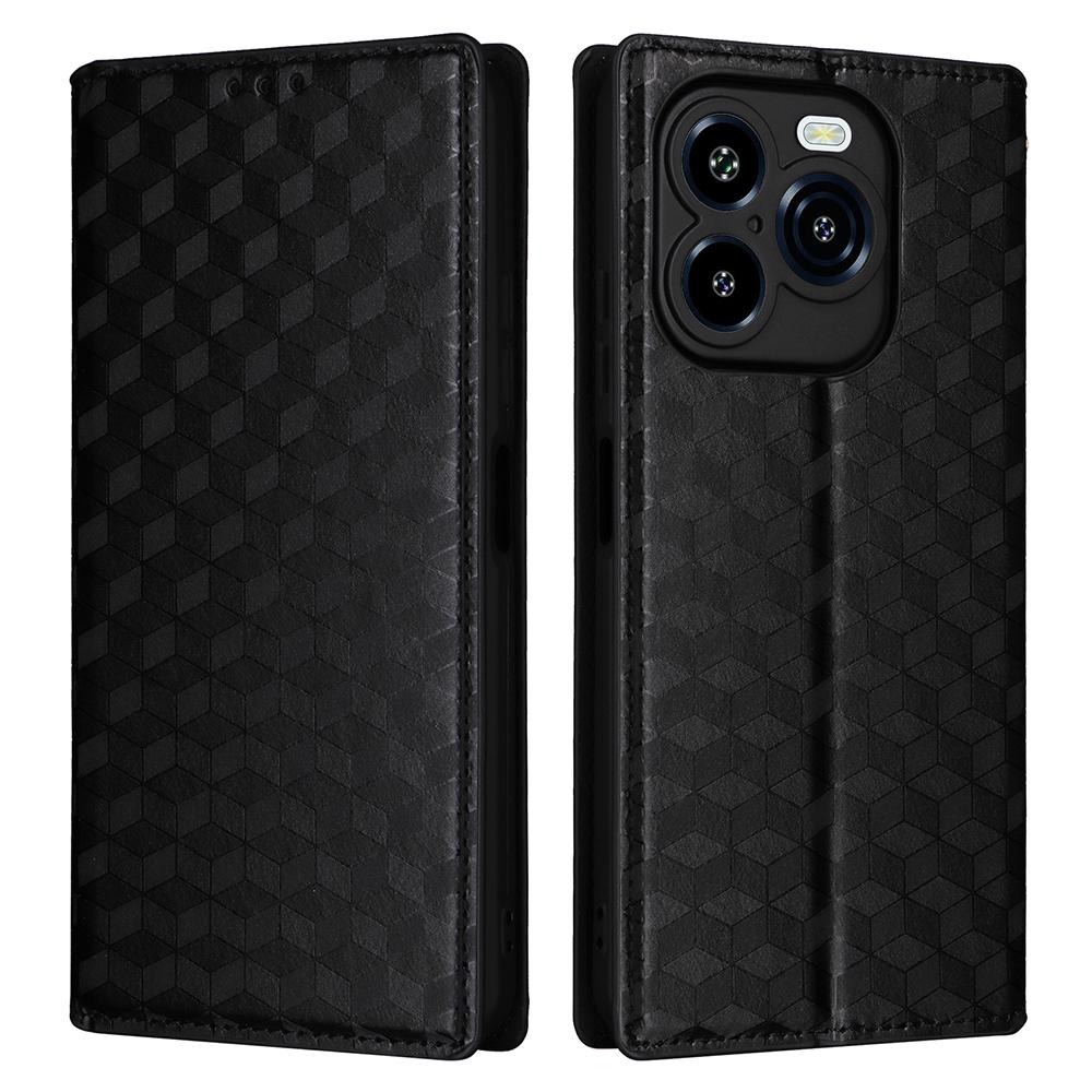 For Oukitel C65/C65 Pro Case Wallet Rhombus Imprinted Leather Phone Cover