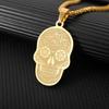 Fashion Pop Stainless Steel Flower Skull Pendant Necklace Skull Pendant Necklace Holiday Gift Accessories