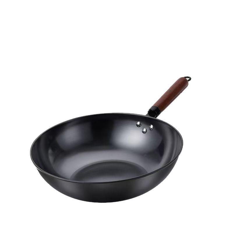 Zhangqiu Traditioneller Eisen Wok ohne Beschichtung, Antihaft, Rundboden, für Gasherd