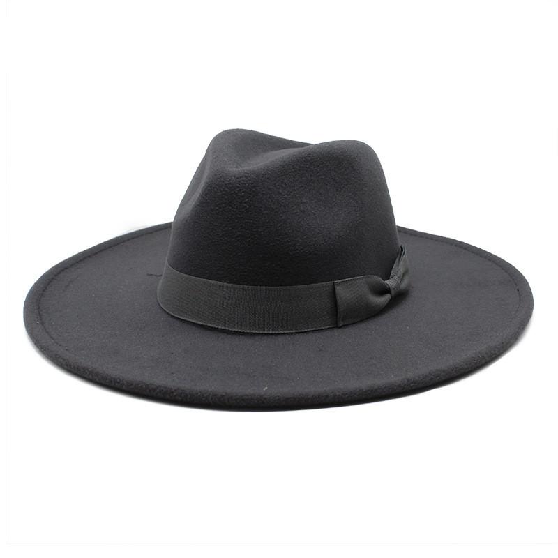Wool Felt Hat With Large Brim And Bow For Retro Festival Wear