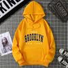 Brooklyn Print Fleece Hoodie: Autumn/Winter Loose Fit for Women & Couples
