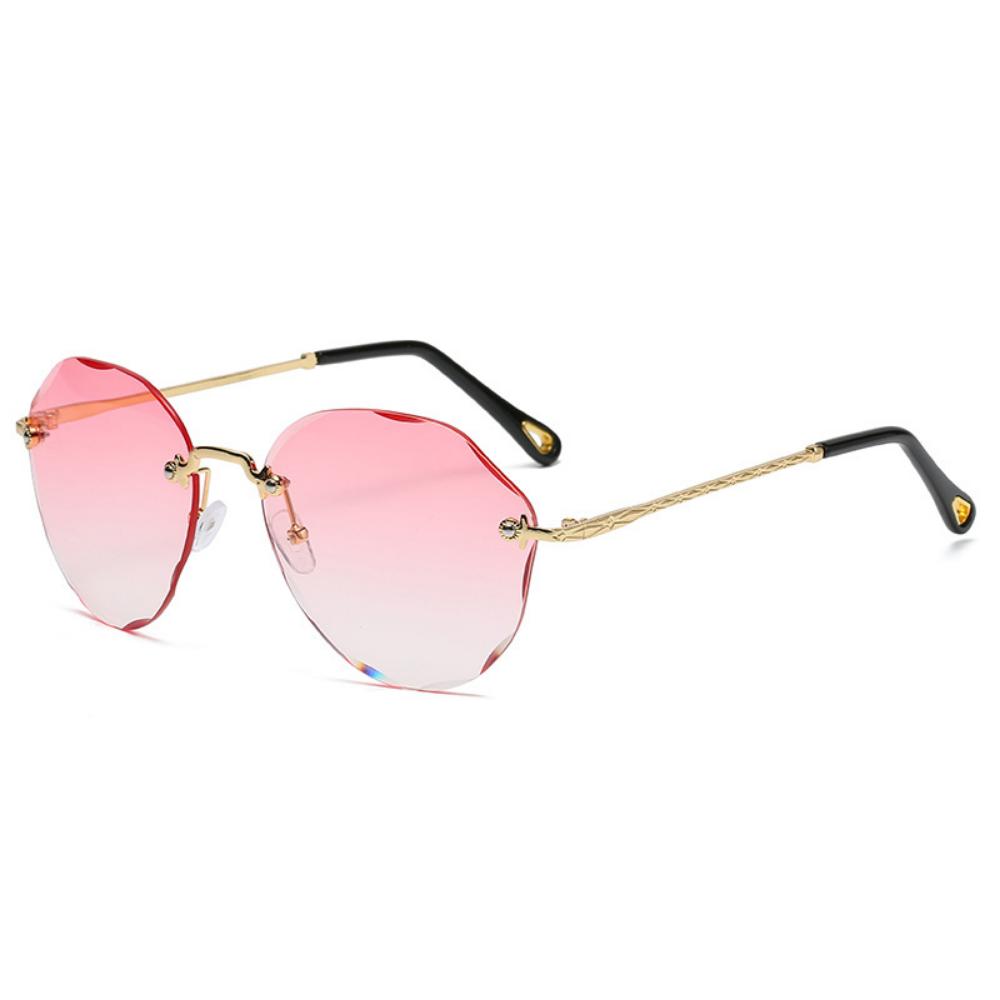 Internet celebrity street shot new polygonal sunglasses women's big face thin marine sunglasses rimless trimmed sunglasses