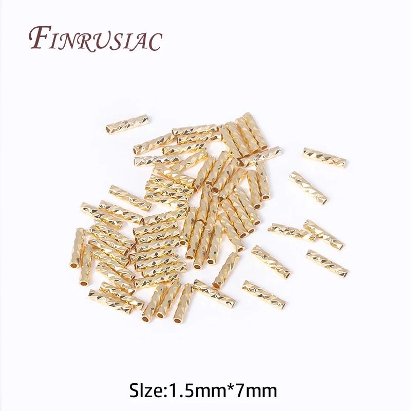 

2mmX8mm Tube Beads For Jewelry Making 18K Gold Plated Beads Separators For Bracelets Accessories,Spacer Bead DIY Findings 50 pieces