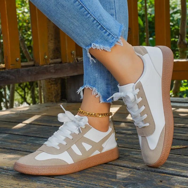 Fashion 2025 New Design Fashion Casual Shoes Lace Up Sneakers for Women Round Head Design Comfortable Sport Shoes