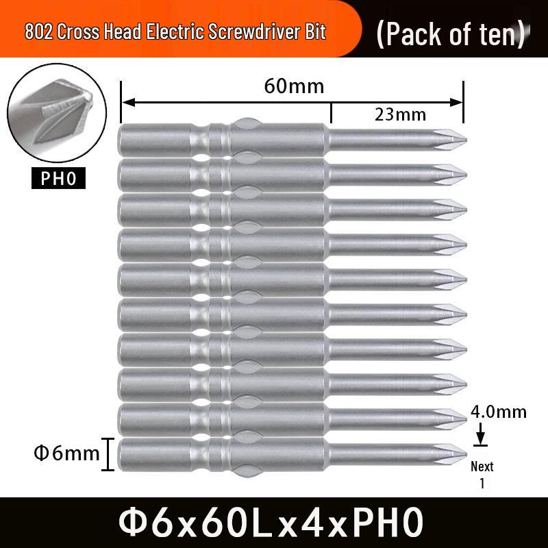 Nigao 802 Magnetic S2 Steel Electric Screwdriver Bit, 6mm, 60/80mm Length
