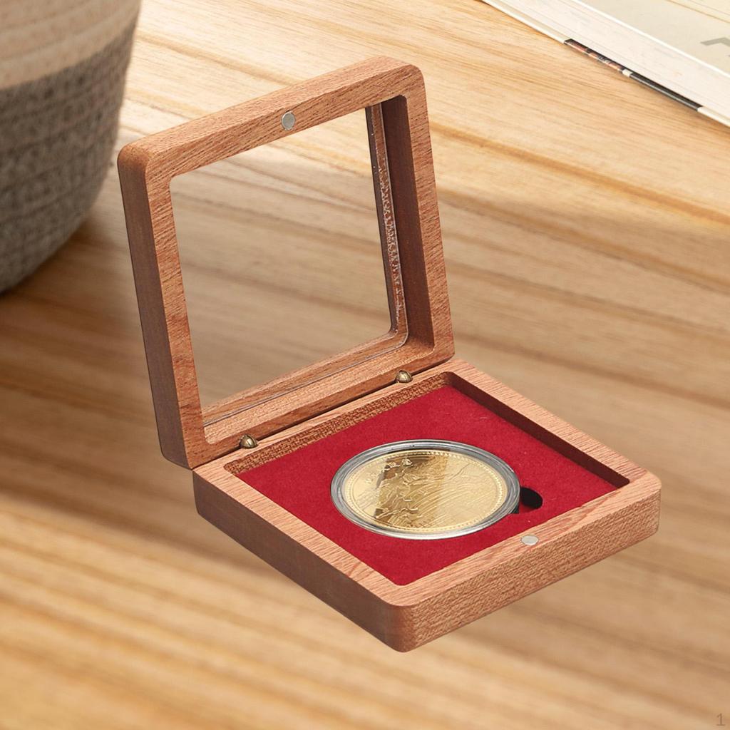 Holz-Präsentations-Display-Box Gedenkhalter Geschenk mit Klarsichtdeckel Aufbewahrungskoffer für