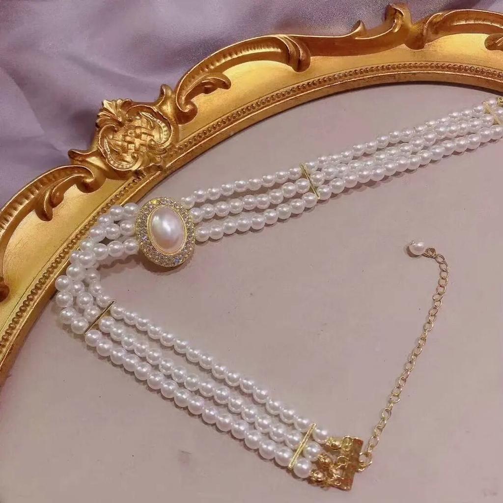 SHANGZHIHUA The Elegant Light Luxury Three-layer Pearl Collar, 2021 New Trend Jewelry Fashion Woman's Necklace Party Gift