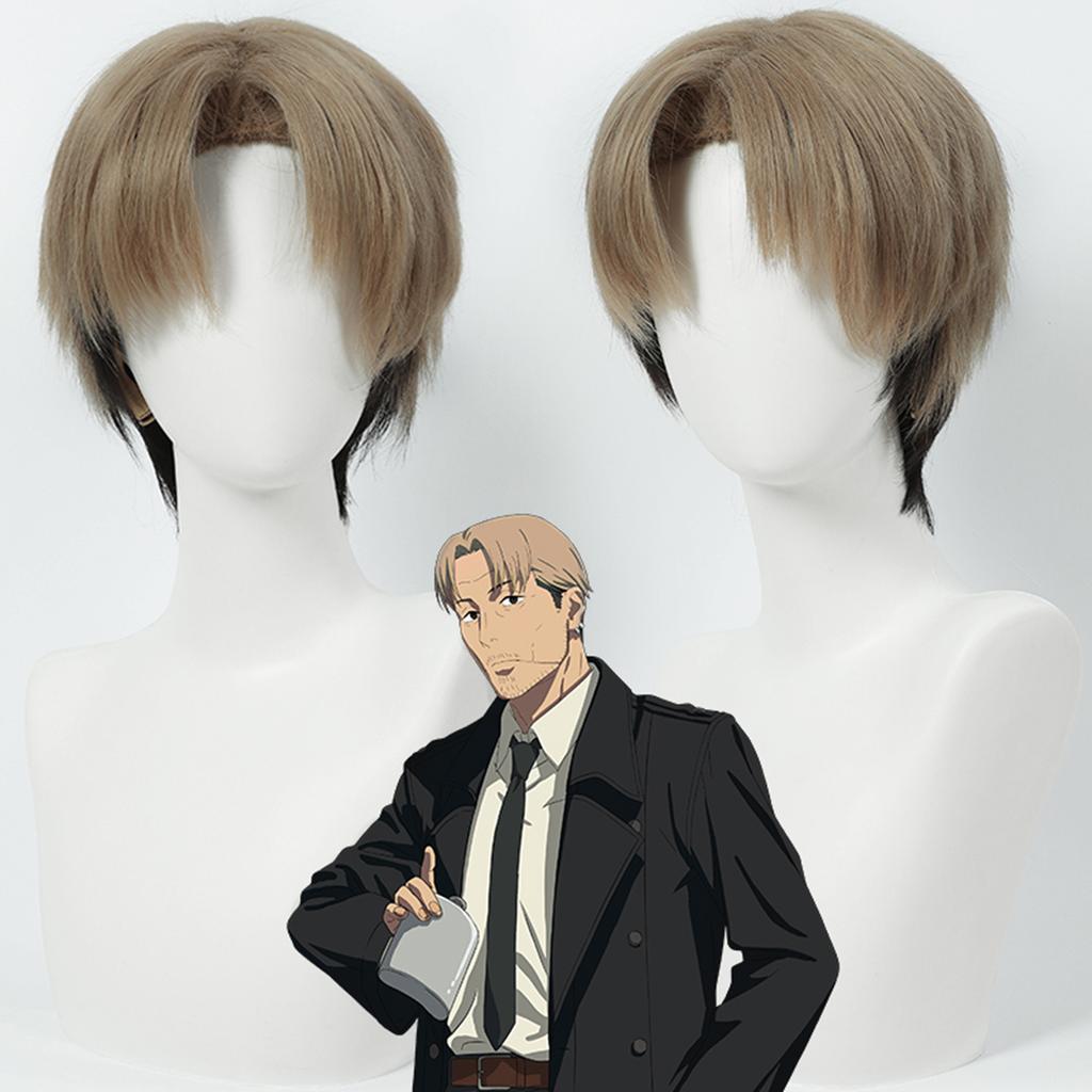 Cosplay Wig Chainsaw Man Anime Wig Kishibe Short Male Anime Cosplay Wig Black Game Role-Playing Synthetic Wig with Wigcap