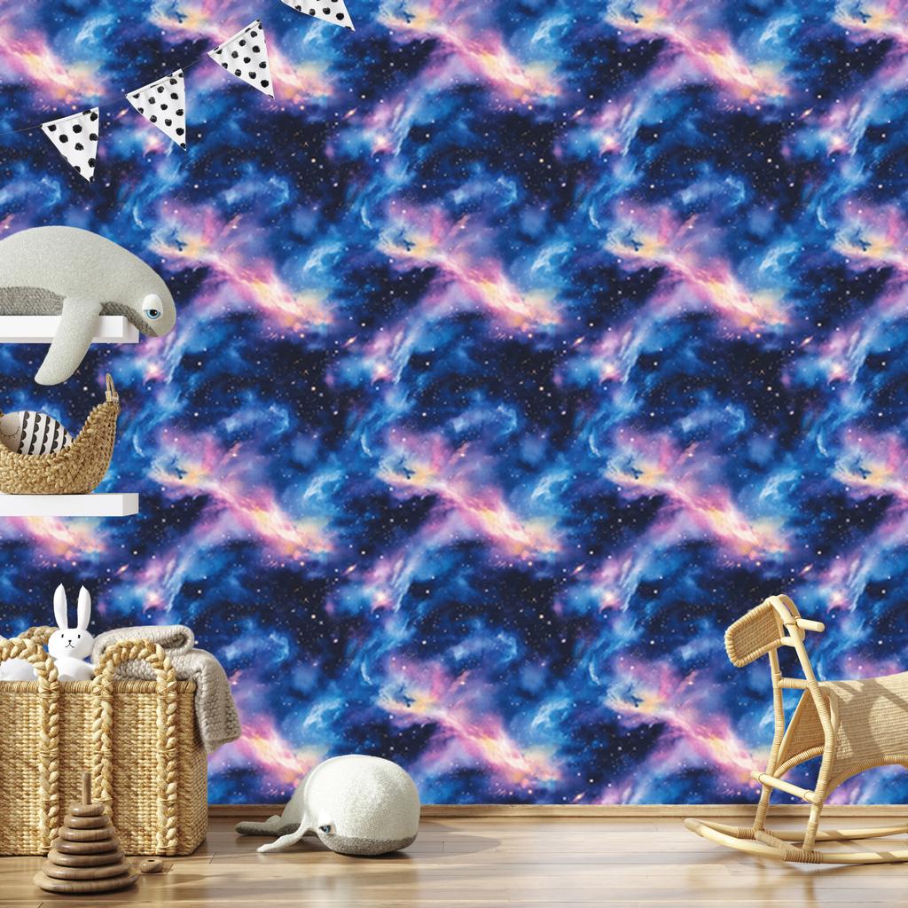 Watercolor Galaxy Blue and Blue Wallpaper, Fine Detail 50x1000
