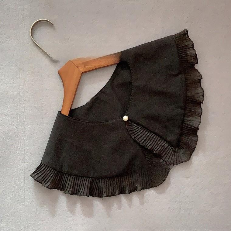 Polyester Silk Womens Ruffled Chiffon Collared Cape For Autumn Winter Fashion Accessories