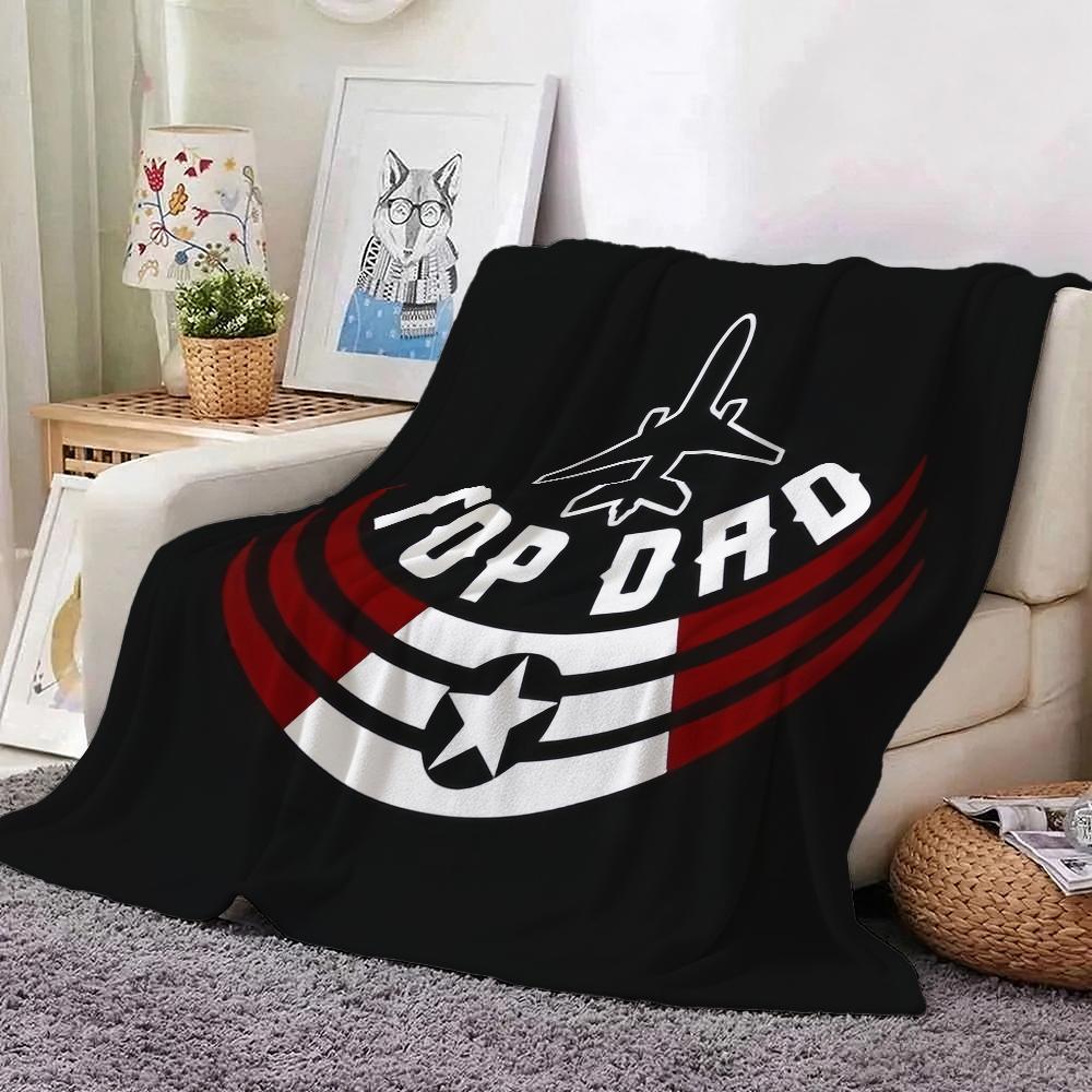 Top Gun Style Fighter Jet Pilot Poster Pattern Theme Flannel Blanket Skinfriendly Warm Throw Blanket For Living Room Office Nap Home Party Decor