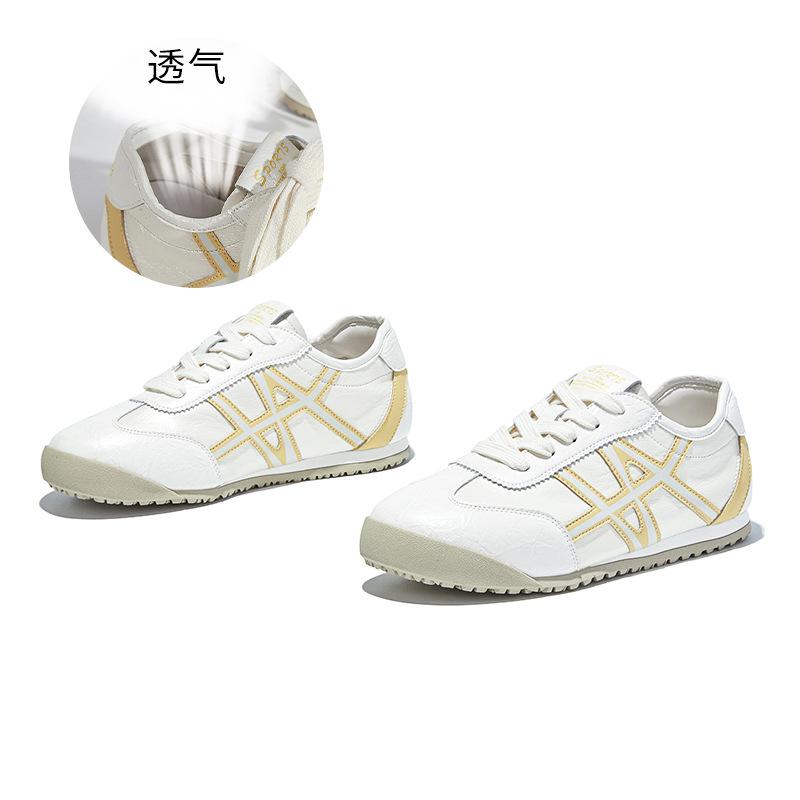 Leather women's autumn new flat-bottomed running sports shoes trendy casual versatile little white shoes women