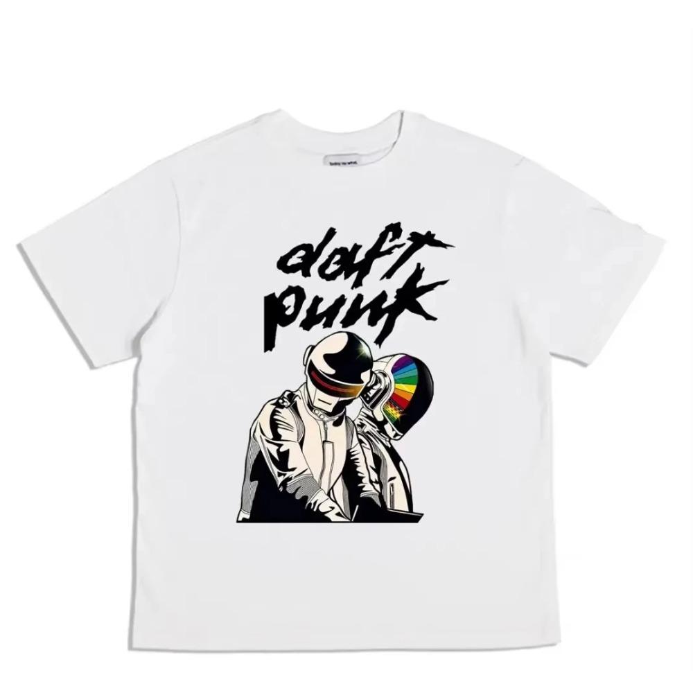 

2025 Daft Punk футболка летняя мужская хлопковая футболка женская повседневная одежда унисекс женская мода однотонная с коротким рукавом уличная одежда M