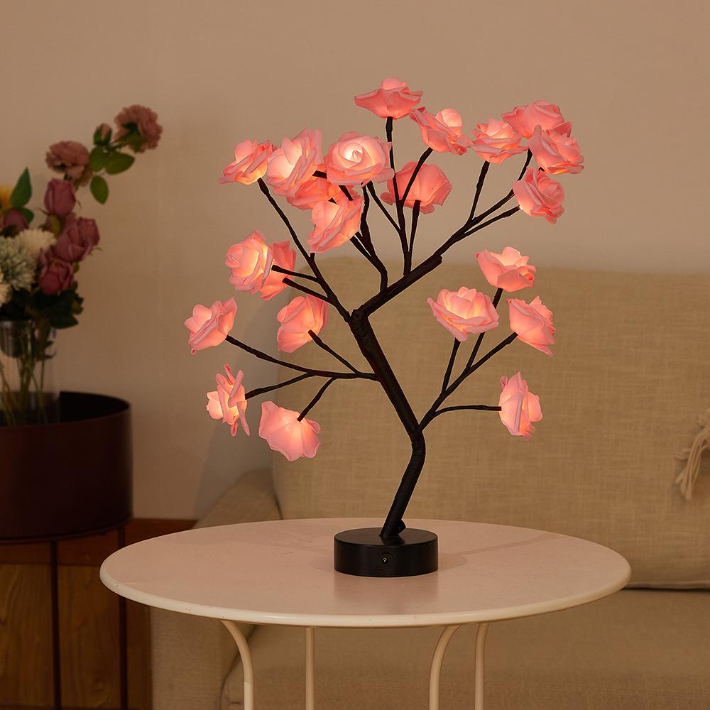 Rose Flower Tree Lights USB Battery LED Table Lamp Bonsai Tree Night Lights Garland Bedroom Decoration Christmas Lamp Home Decor