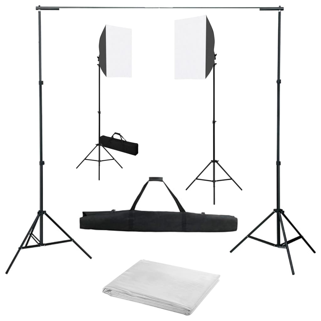 Photo Studio Set with Softboxes and Background System