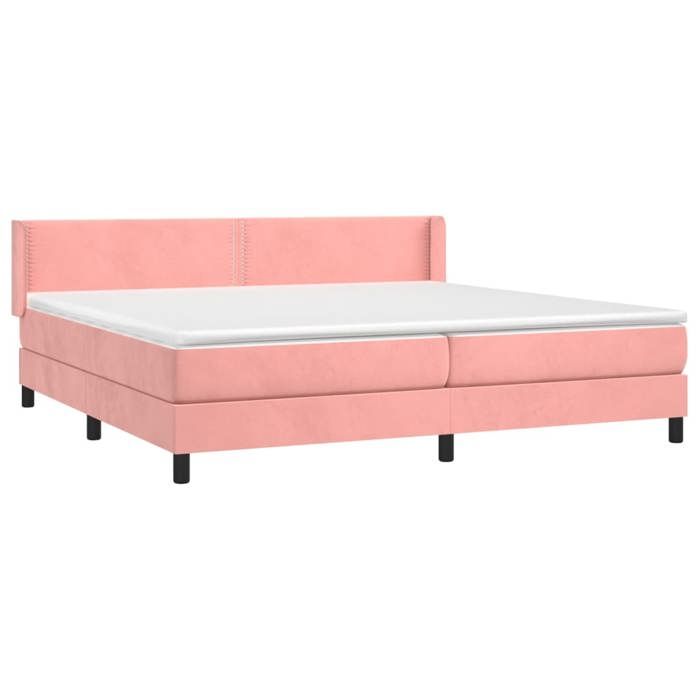 3130924 vidaXL Divan Bed with Mattress Pink 200x200 Cm Velvet