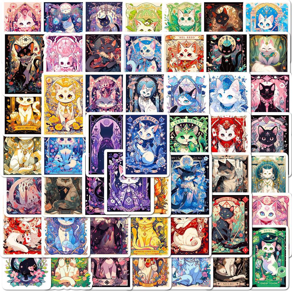 50 Cat Tarot Stickers Personalized Stickers Diy Skateboard Mobile Phone Cat Tarot Graffiti