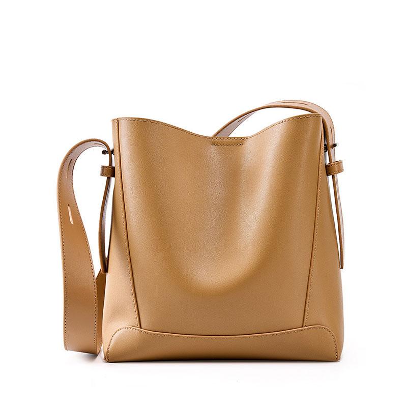 

Cowhide Women s Shoulder Bag Fashi Trend Luxury Designer Bucket Bags Large Capacity Genuine Leather Women Crossbody Bags світло-коричневого кольору