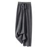 100% Pure Wool Red Elastic Waist Wide-Leg Pants for Autumn/Winter