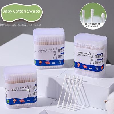 200ct Baby & Children's Double-Headed Ultra-Fine Cotton Swabs - Small Ear-Picking Spoon