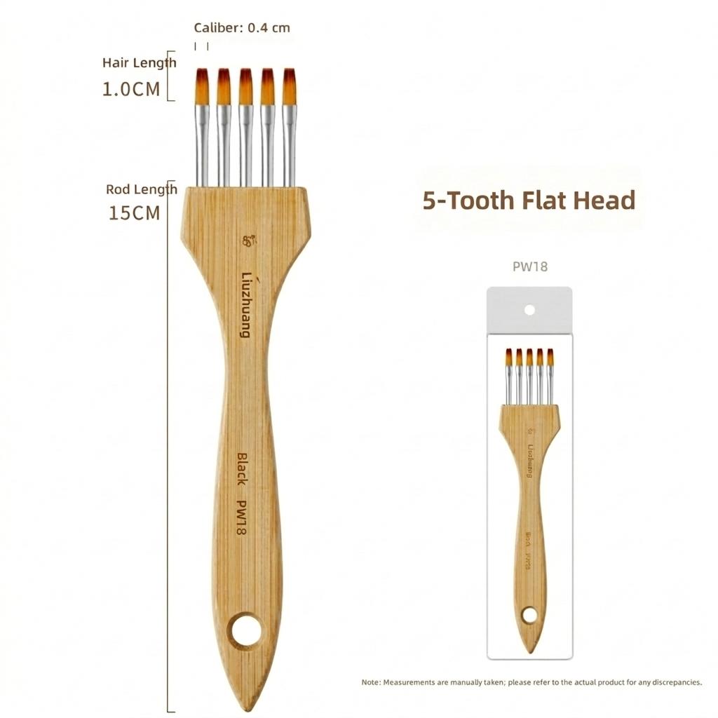 Multi-tooth Pen Comb Multifunctional Watercolor Acrylic Gouache Wood Handle Flat Peak Artist Paint Brush