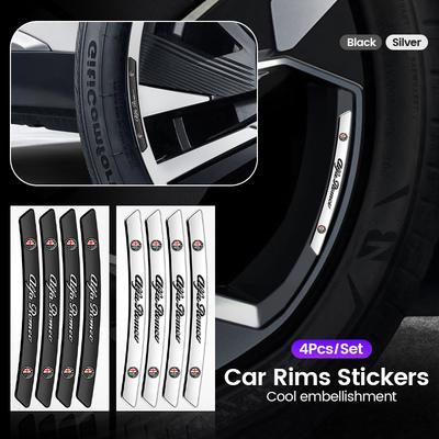 4Pcs Car Wheel Hub Edge Sticker Emblem Decoration For Sportiva Duetto GT Mito Brera 4C TZ3 156 166 Car Accessories
